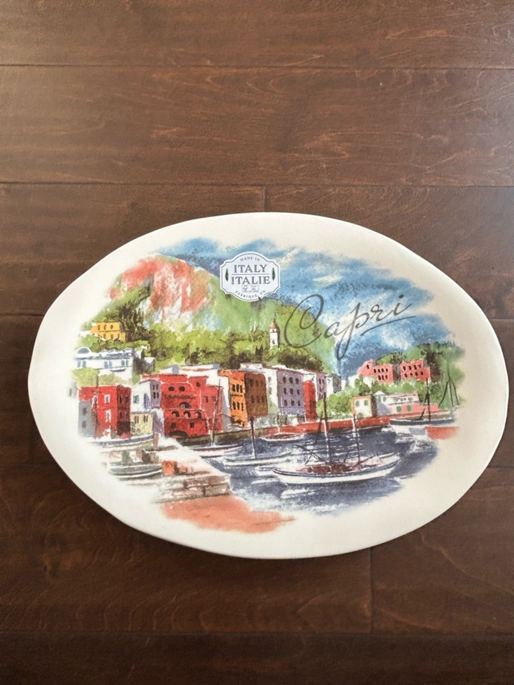 Ceramica Cuore New Platter Oval Made In Italy Sailboats Capri Scene - Picture 2 of 3